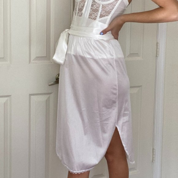 Vintage White Lace Midi Slip Skirt Pinup - Picture 8 of 8